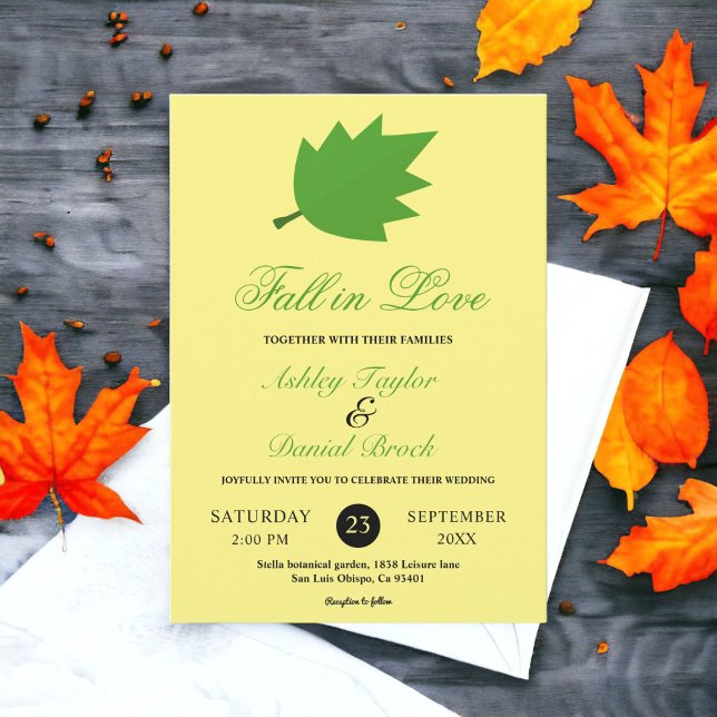 Convites Elegante queda no amor Rustic deixa Casamento outo (Criador carregado)