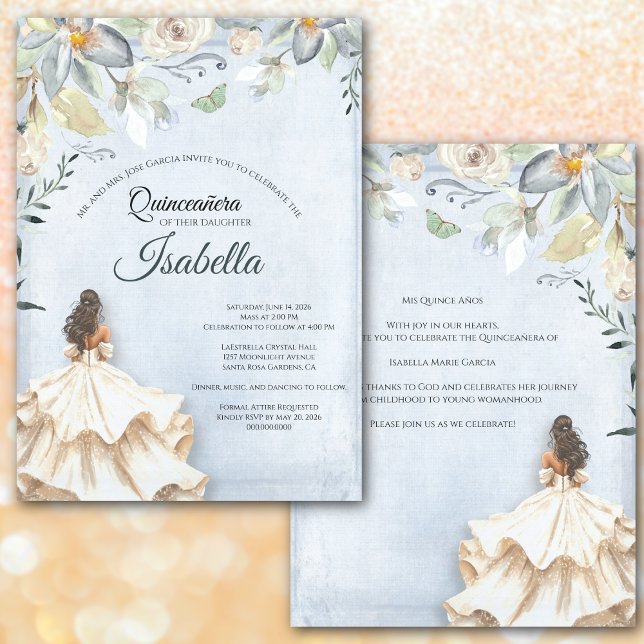 Convites Elegante Quinceanera 15º Aniversário (Mis Quince Años – Elegant Fifteen Invitation. Celebrate this milestone birthday.)