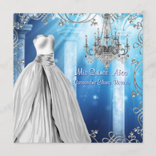 Convites Elegante Quinceanera Azul Real Naval