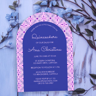 Convites Elegante Quinceañera Azulejo Moderno de Chic Boho