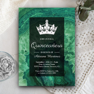 Convites Elegante Quinceanera em Ágata Verde Moderna
