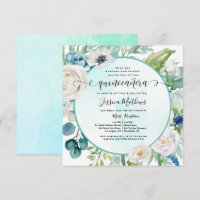 Elegante Quinceañera em Aqua Turquoise Teal Floral