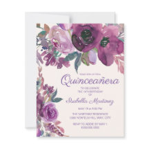 Elegante Quinceañera Floral de Aquarela Roxa 15º