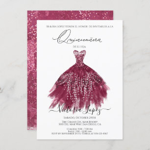 Convites Elegante Quinceañera Glitter Sparkle Espanha