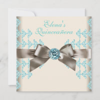 Elegante Quinceanera Marrom e Azul Turquesa