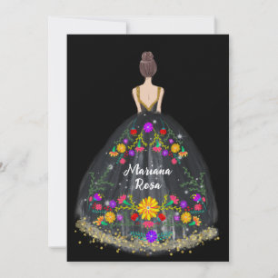 Convites Elegante Quinceanera Mexicana Fiesta Floral Birthd