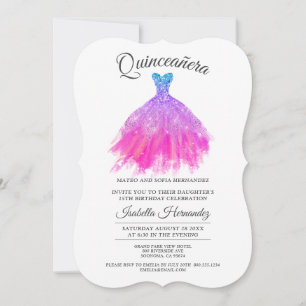 Convites Elegante Quinceanera Mis Quince Teal Red Violet