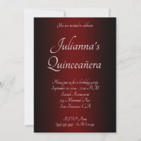 Elegante Quinceañera Preto e Borgonha Ombre