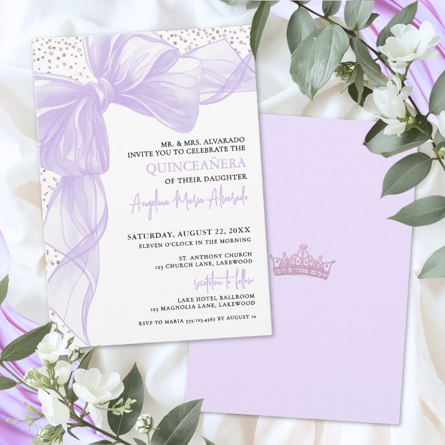 Convites Elegante Quinceanera Roxa (Purple Quinceanera Invitation
)