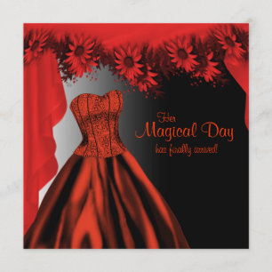 Convites Elegante Quinceanera Vermelha