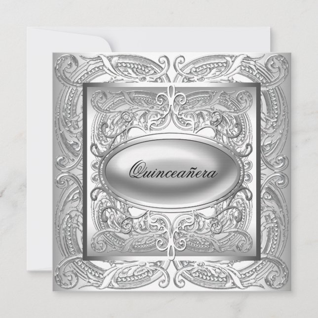 Convites Elegante Quinze Anos Branco (Frente)