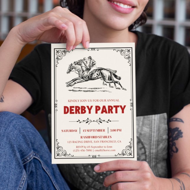 Convites Elegante Raça de Cavalos Derby (Elegant Race Horse Derby Party Invitation)