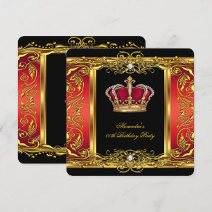 Convites Elegante Real Vermelho Preto Dourado Rainha Aniver