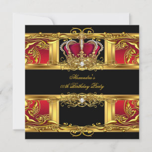 Convites Elegante Real Vermelho Preto Dourado Rainha Aniver