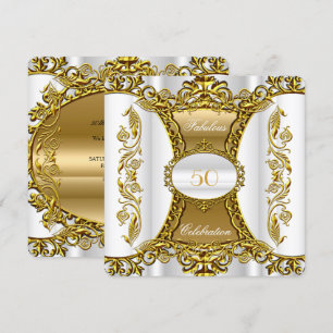 Convites Elegante Rebuscado Ouro Branco Fabuloso Aniversári