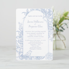 Convites Elegante Recepção de Casamento Azul Floral Casa Ab