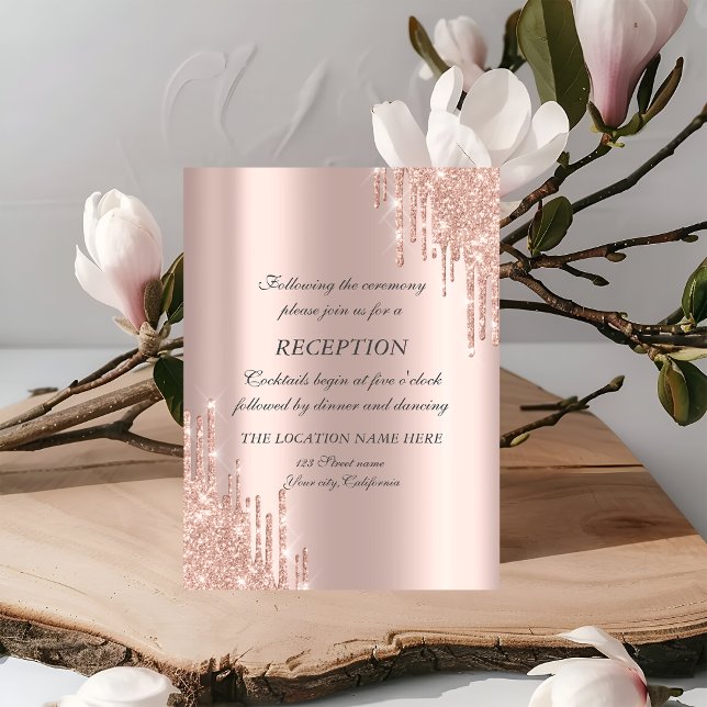 Convites Elegante Recepção de Casamento com Brilho Dourado  (Criador carregado)