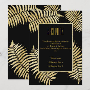 Convites Elegante Recepção de Casamento com Folhas de Feto