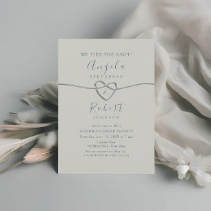 Convites Elegante Recepção de Casamento em Azul Poeirento