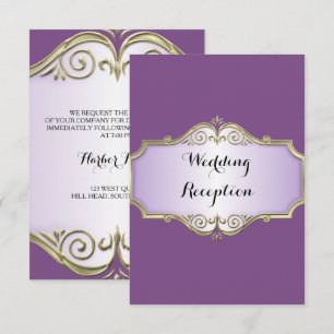 Convites Elegante Recepção de Casamento em Seda Antiga