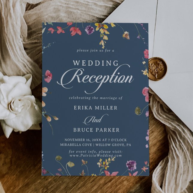 Convites Elegante Recepção de Casamento Floral Botânico (Criador carregado)