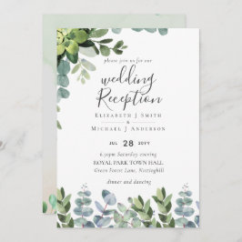 Convites Elegante Recepção de casamento Greenery, Só No