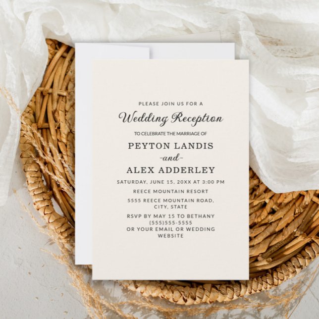 Convites Elegante Recepção de Casamento Moderna e Simples e (Criador carregado)