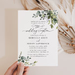 Convites Elegante Recepção de casamento Verde<br><div class="desc">Esta elegante coleção apresenta folhas de cor aquosa misturada com folhas de cor verde pareadas com uma serifa clássica e fontes delicadas de sans a preto,  com um monograma no verso. Itens correspondentes disponíveis.</div>