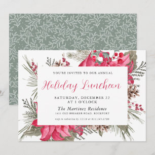 Convites Elegante Red Poinsettia Botanay Luncheon