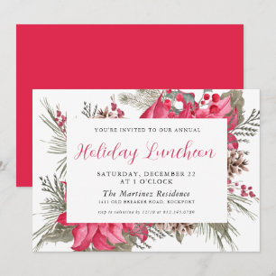 Convites Elegante Red Poinsettia Botanay Luncheon