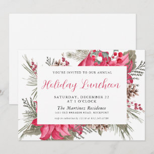 Convites Elegante Red Poinsettia Botanay Luncheon
