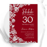 Convites Elegante Red Silver Rosa Surprise aniversário de 3<br><div class="desc">Convite de festas aniversário de 30 anos de surpresa floral de prata vermelha. Design elegante com rosas, folha de falso prata e letra de script de tipografia. A Trendy convida o cartão perfeito para uma festa de na moda. Pode ser personalizado para qualquer idade. Impressos convites Zazzle ou modelo de...</div>
