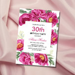 Convites Elegante Red Violet Peony Greenery aniversário de<br><div class="desc">Celebrar o marco de virar 30 com nosso vibrante convite à aniversário de 30 anos da Elegante Violeta Vermelha Elegante, Peony Greenery! Este convite maravilhosamente desenhado apresenta uma ilustração impressionante de cor d'água de peônia violeta vermelha e verde-folha, acrescentando um toque de elegância à sua ocasião especial. Você pode personalizar...</div>