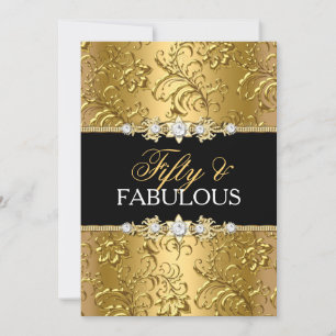 Convites Elegante Redemoinho Floral Dourado Cinquenta e Fab