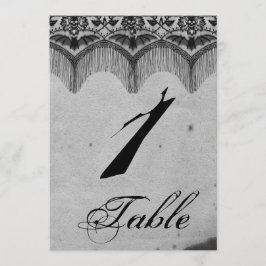 Convites Elegante Renda Gótica Número da Mesa de Casamento
