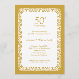 Convites Elegante renda para festa de aniversário de 50 ano