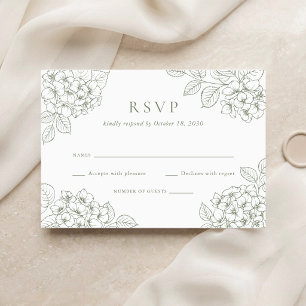 Convites Elegante Resposta de Casamento com Hortênsias Verd