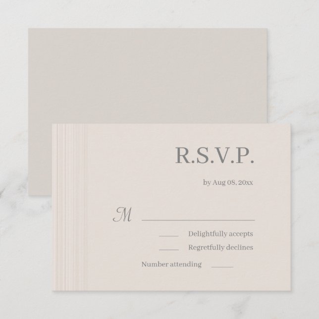 Convites Elegante resposta de casamento com listras de made (Frente/Verso)
