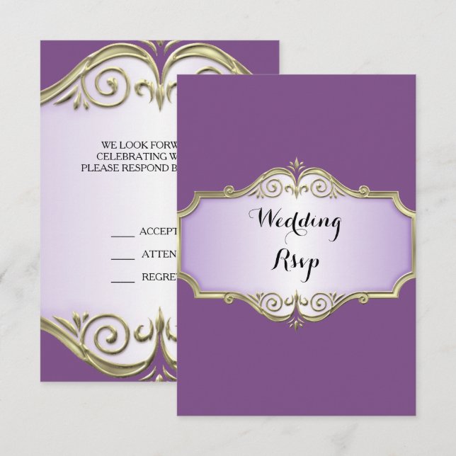 Convites Elegante Resposta de Casamento em Seda Antiga (Frente/Verso)