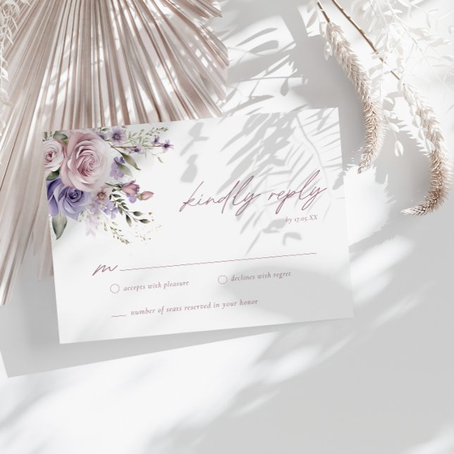 Convites Elegante Resposta de Casamento em Tons de Mauve e  (Criador carregado)