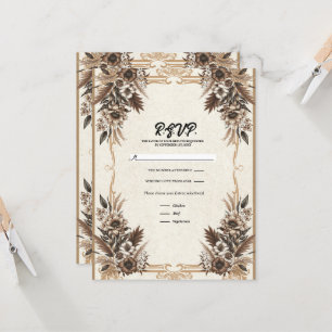 Convites Elegante Resposta de Casamento Floral Boêmio Vinta