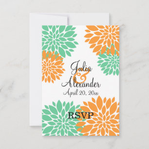 Convites Elegante Resposta Floral de Hortelã e Laranja