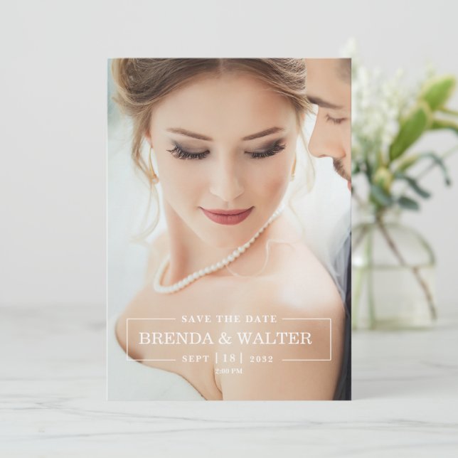 Convites Elegante retrato de foto personalizado com foco su (Em pé/Frente)