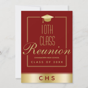 Convites Elegante Reunião de 10ª Classe em Marrom e Dourado