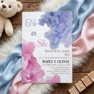 Convites Elegante Revelação do Sexo em Rosa e Azul