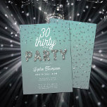 Convites Elegante Rhinestones Glitter Aqua aniversário de 3<br><div class="desc">Modelo aniversário de 30 anos simples,  moderno,  elegante e chic com fundo verde-aqua,  a palavra FESTA coberta de rochas (pedras simuladas,  não reais,  este é um efeito digital),  roteiro de caligrafia moderno e tipografia em branco. Um design de eterno para uma mulher no seu trigésimo aniversário.</div>
