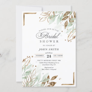 Convites Elegante Romântico Eucalyptus Greenery - F009 Inv