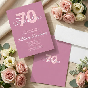 Convites Elegante Rosa 70 e Aniversário Fabuloso