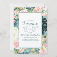Elegante Rosa Bege Creme Azul Aniversário de 100 a