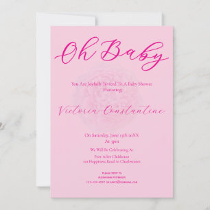 Convites Elegante Rosa Bege Oh Baby Script Floral Ousado